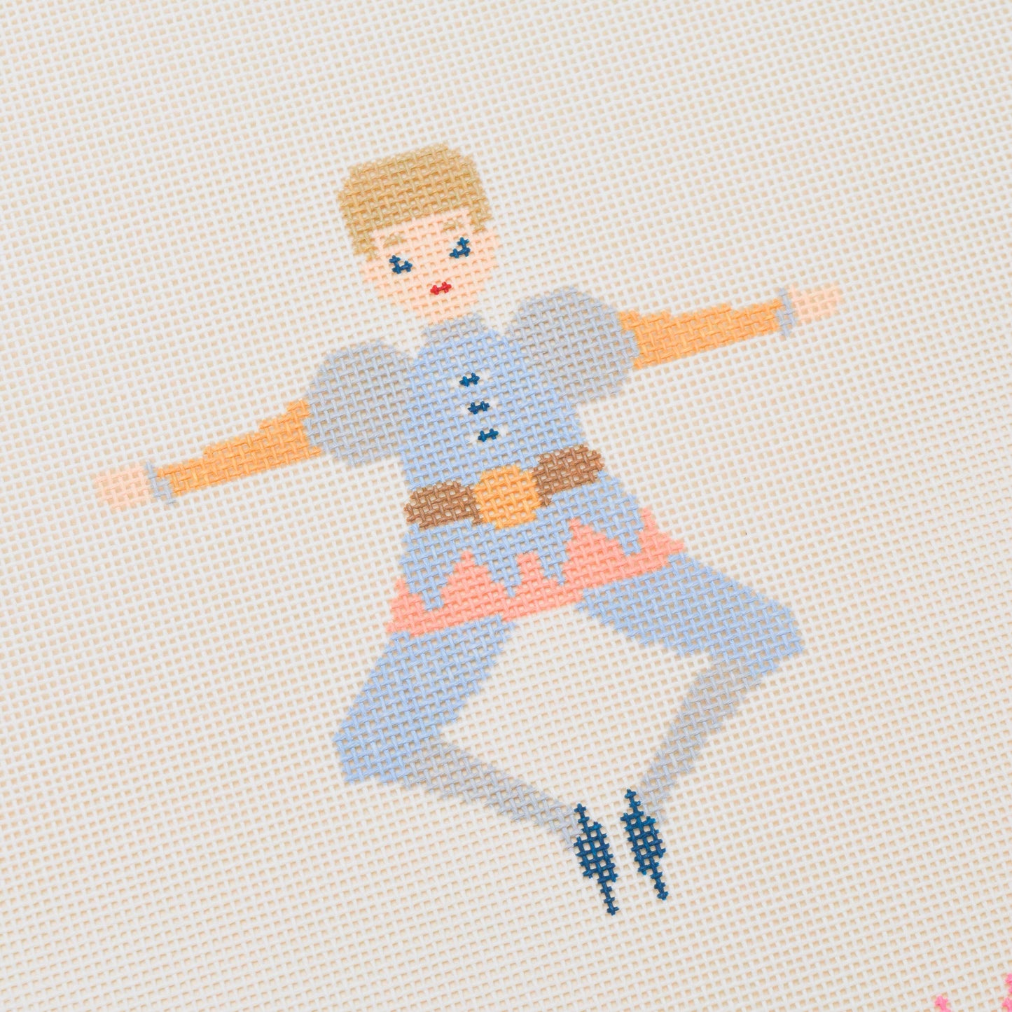 12 Days Of Christmas - Ten Lords A-Leaping Hand Painted Needlepoint Canvas