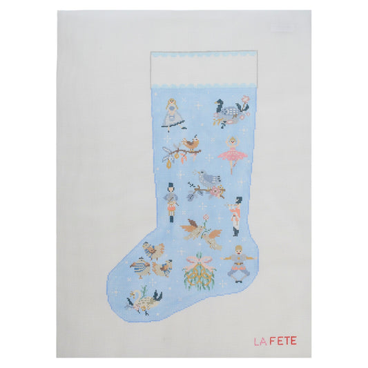 12 Days of Christmas Stocking Hand Painted Needlepoint Canvas