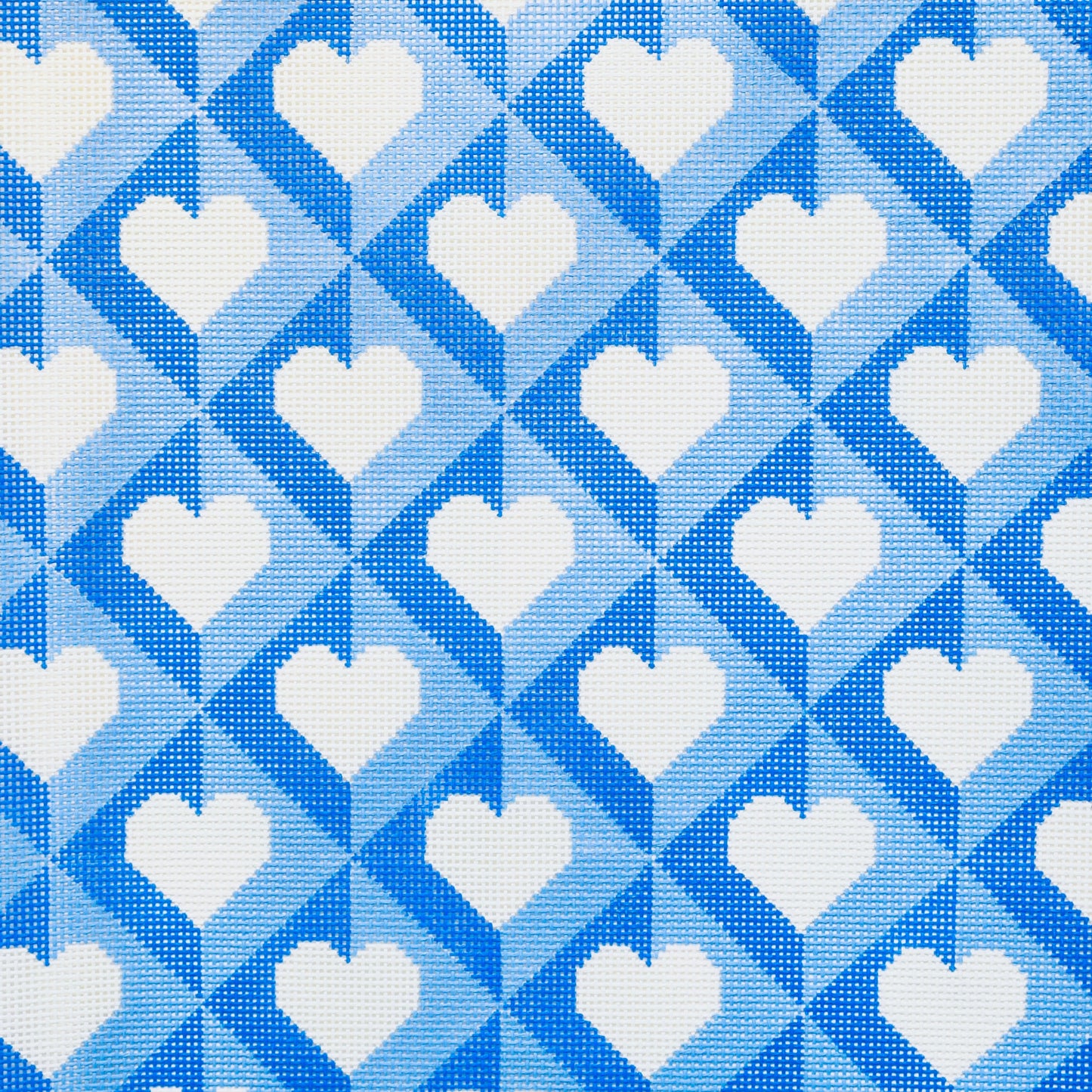 Blue Heart Pillow Hand Painted Needlepoint Canvas - Valentine's Day Collection