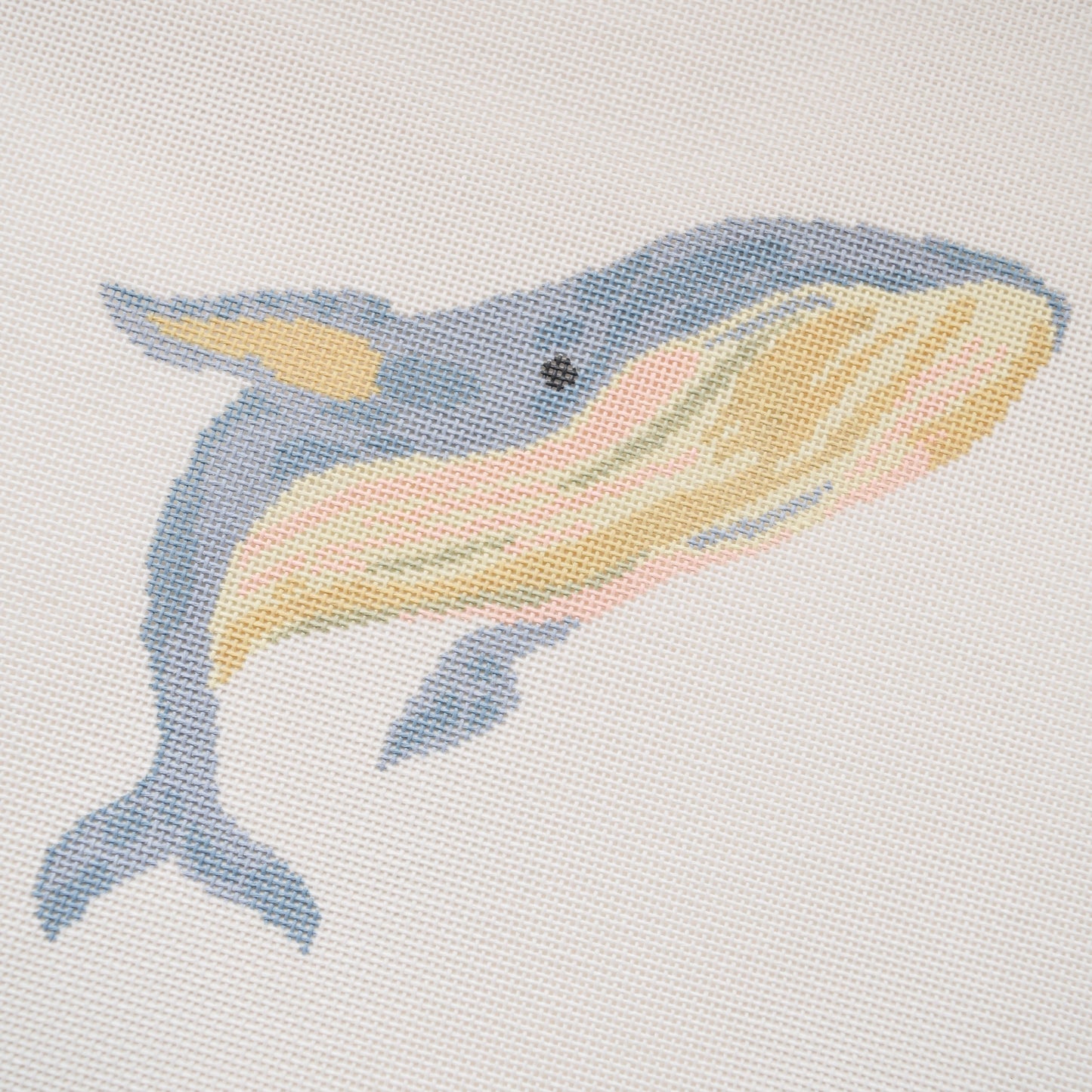 Large Blue Whale Hand Painted Needlepoint Canvas