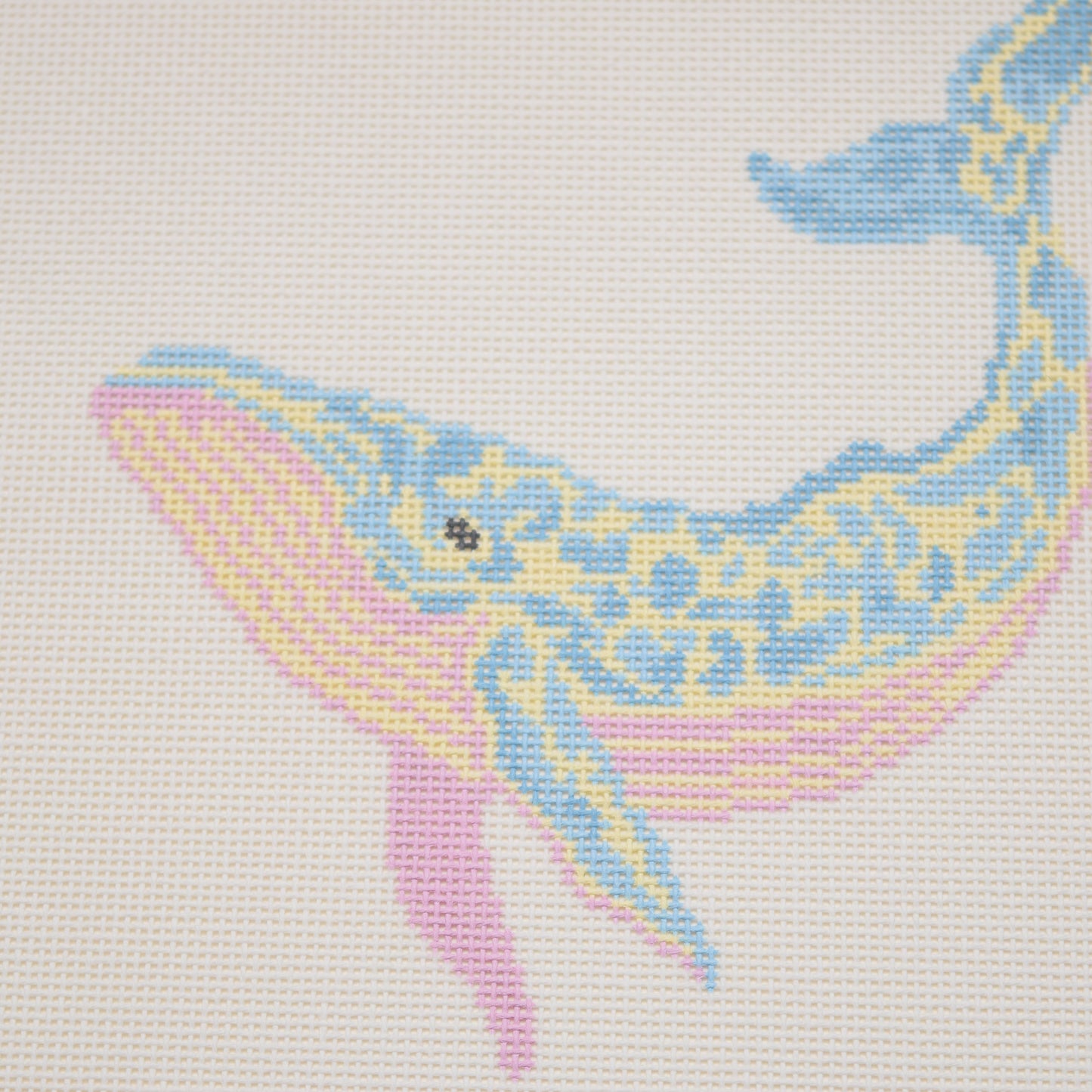 Small Whale Hand Painted Needlepoint Canvas