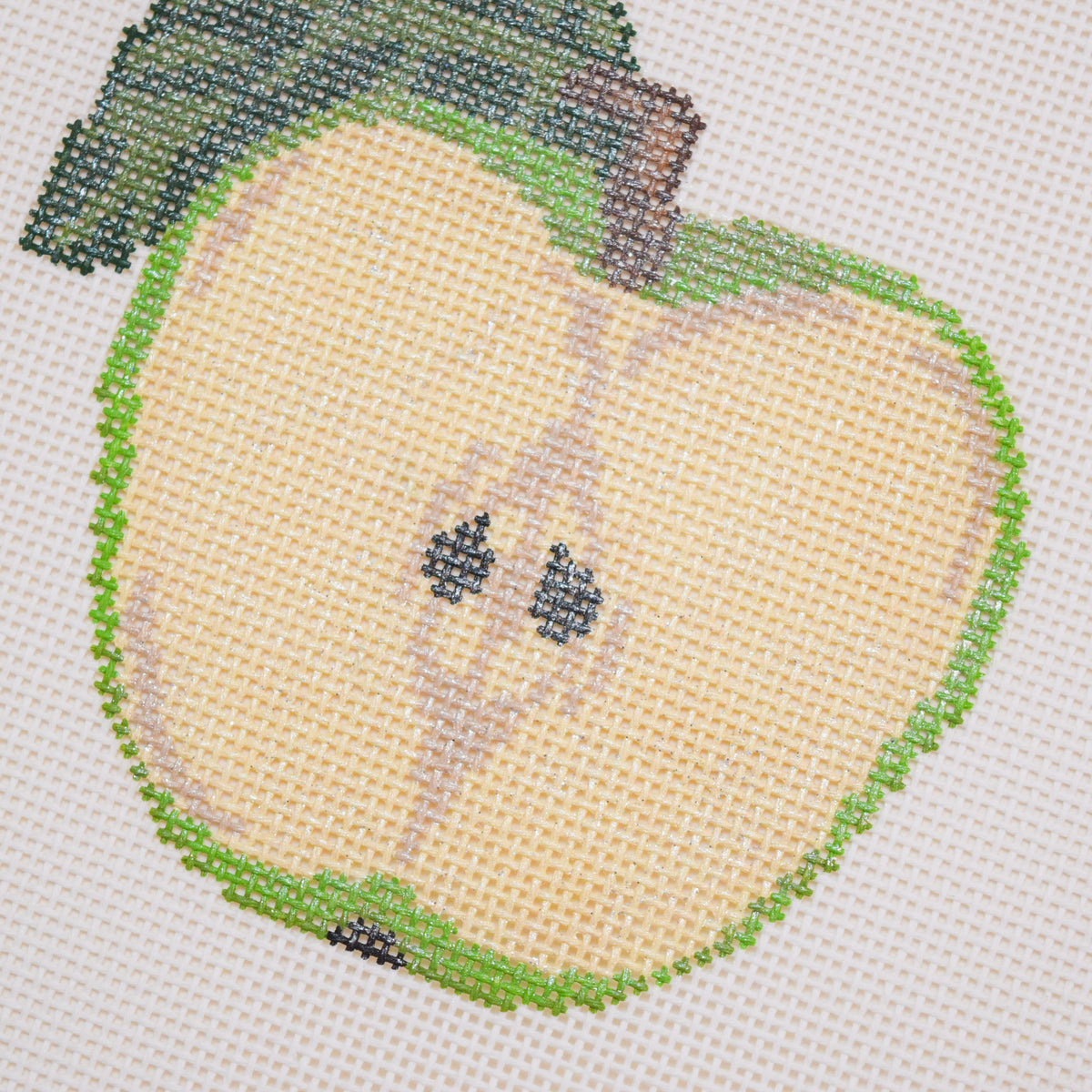 Fruit Gems Green Apple Hand Painted Needlepoint Canvas