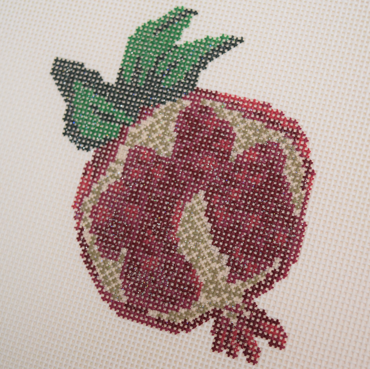 Fruit Gems Pomegranate Hand Painted Needlepoint Canvas