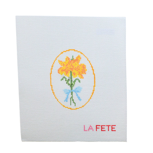 10th Year Anniversary Daffodil Flower Series  Hand Painted Needlepoint Canvas