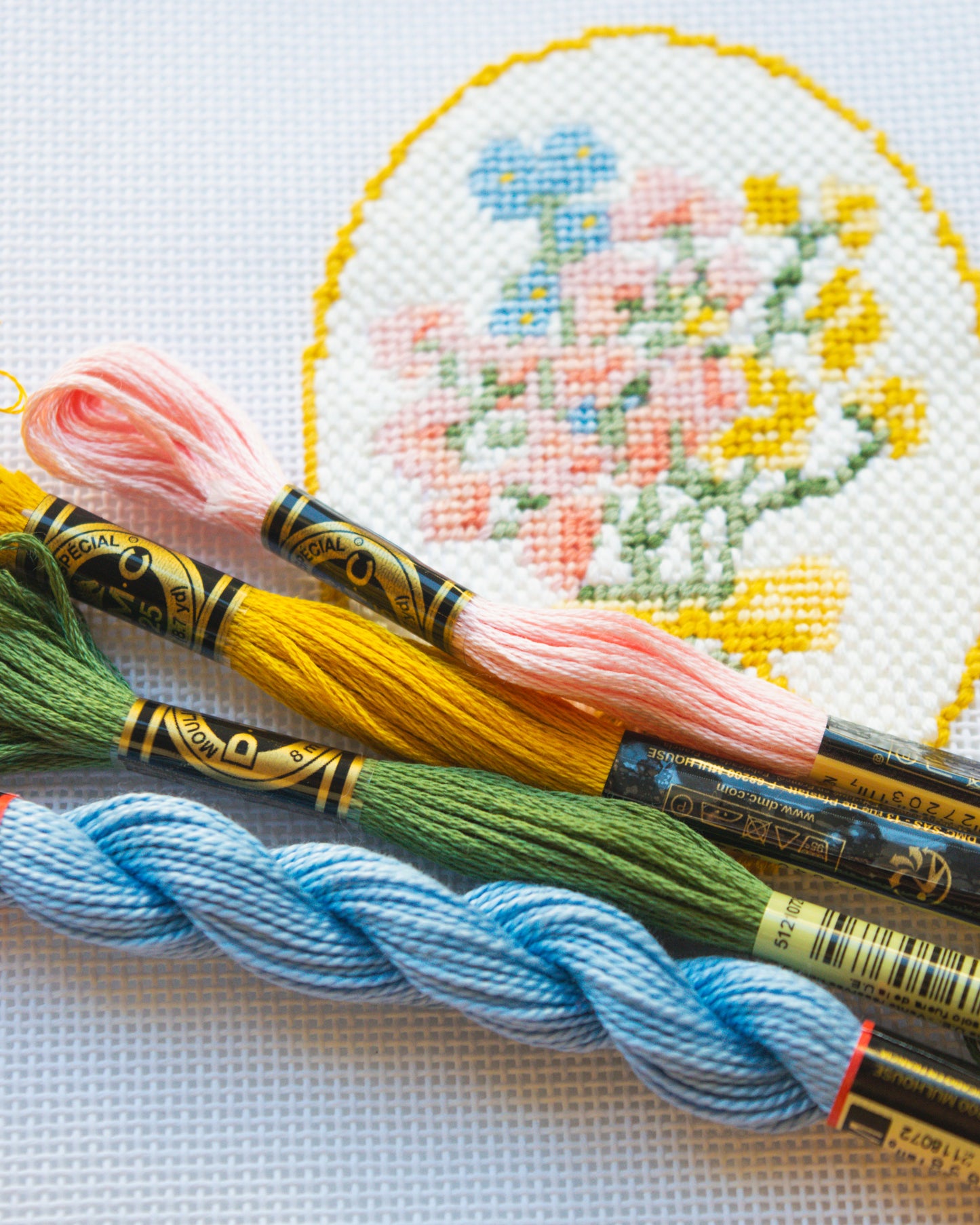 Spring Floral Cameo Needlepoint Canvas
