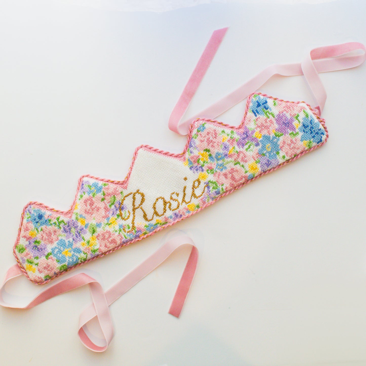 Customizable Floral Crown Needlepoint Canvas