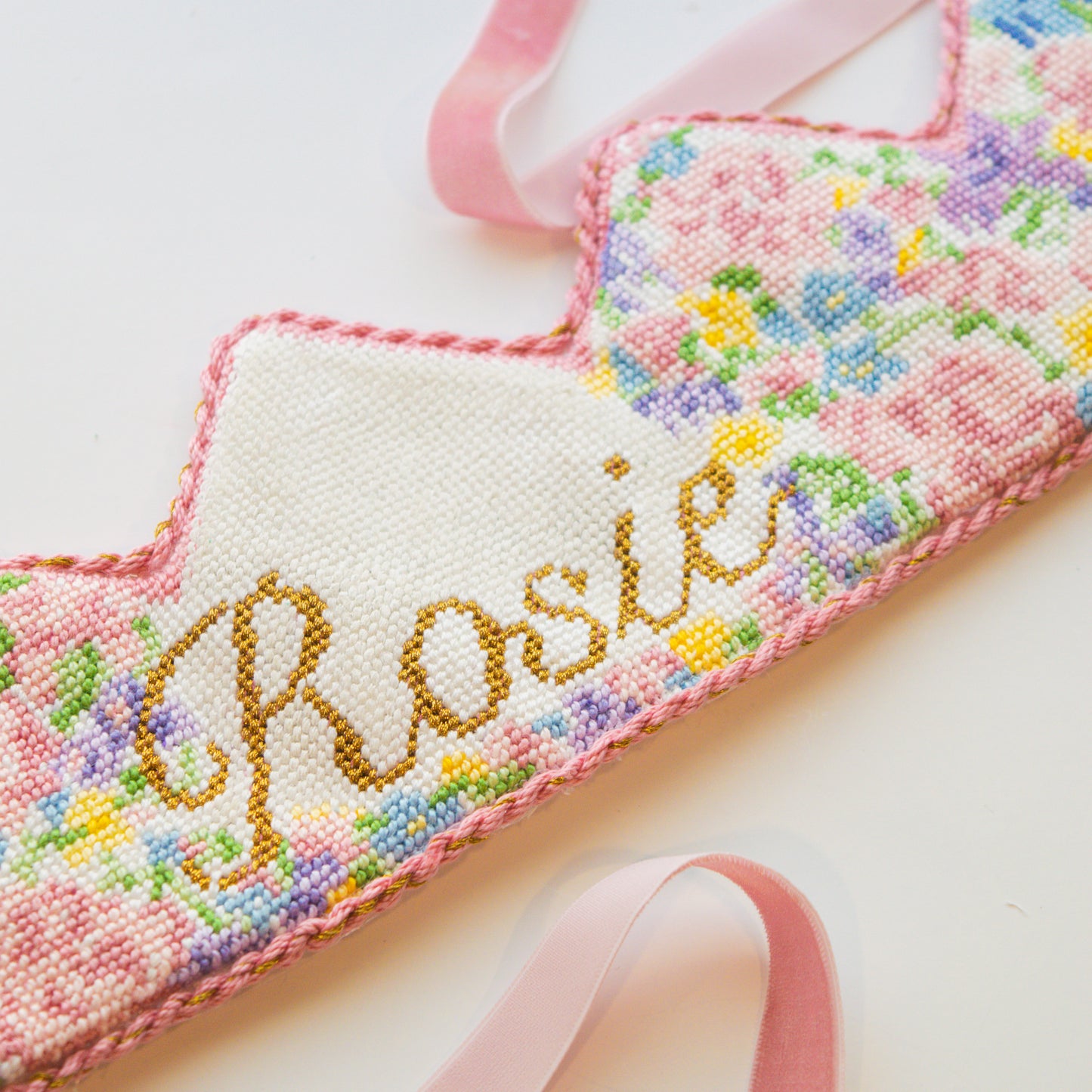 Customizable Floral Crown Needlepoint Canvas