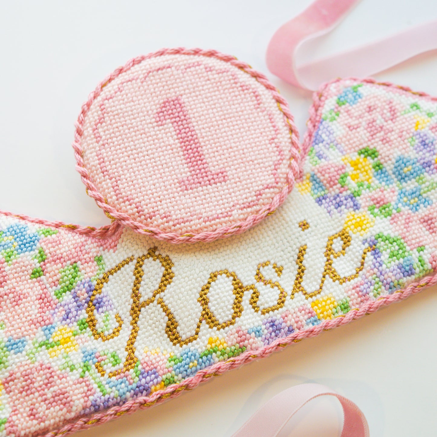 Customizable Floral Crown Needlepoint Canvas