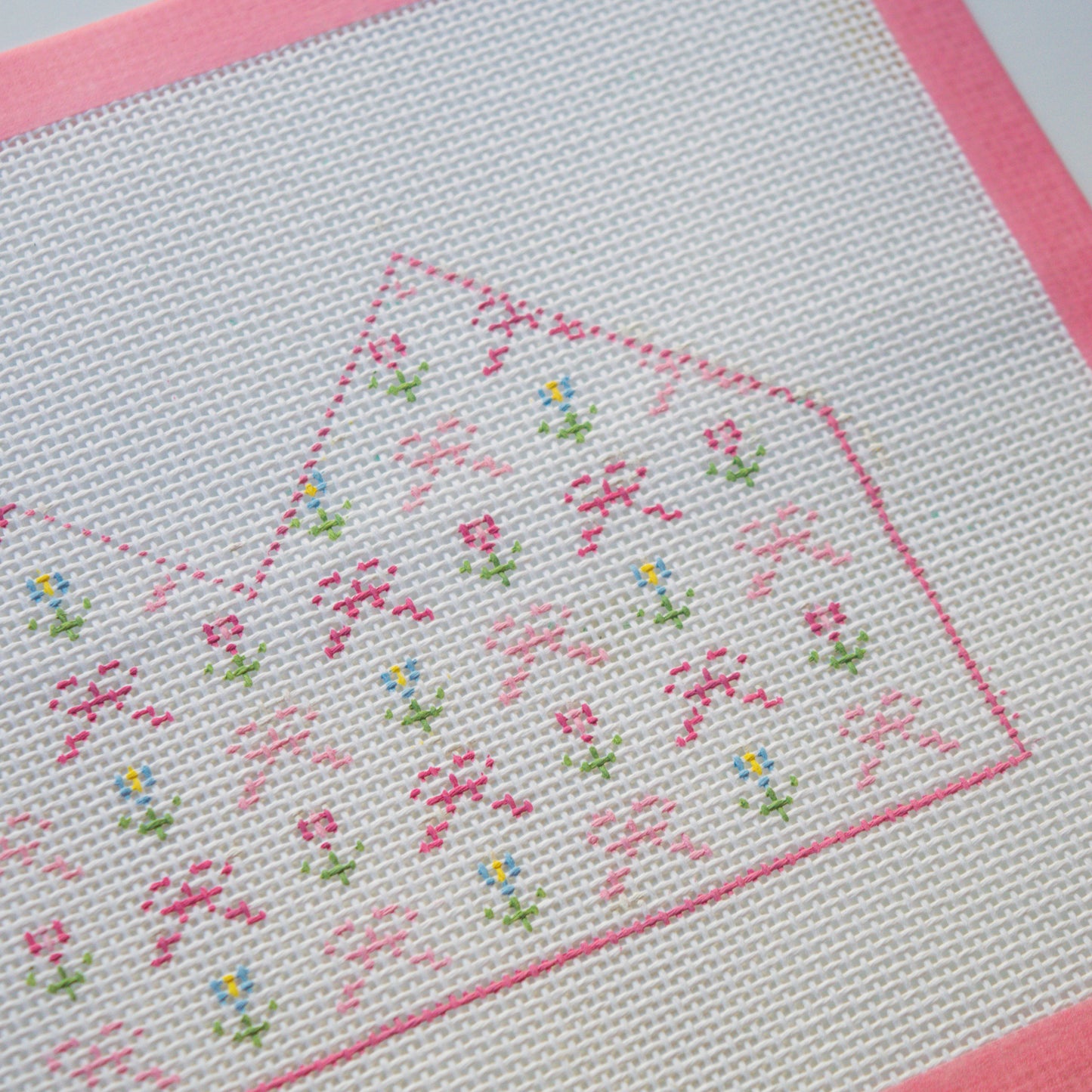 Floral and Bow Birthday Crown Hand Painted Needlepoint Canvas