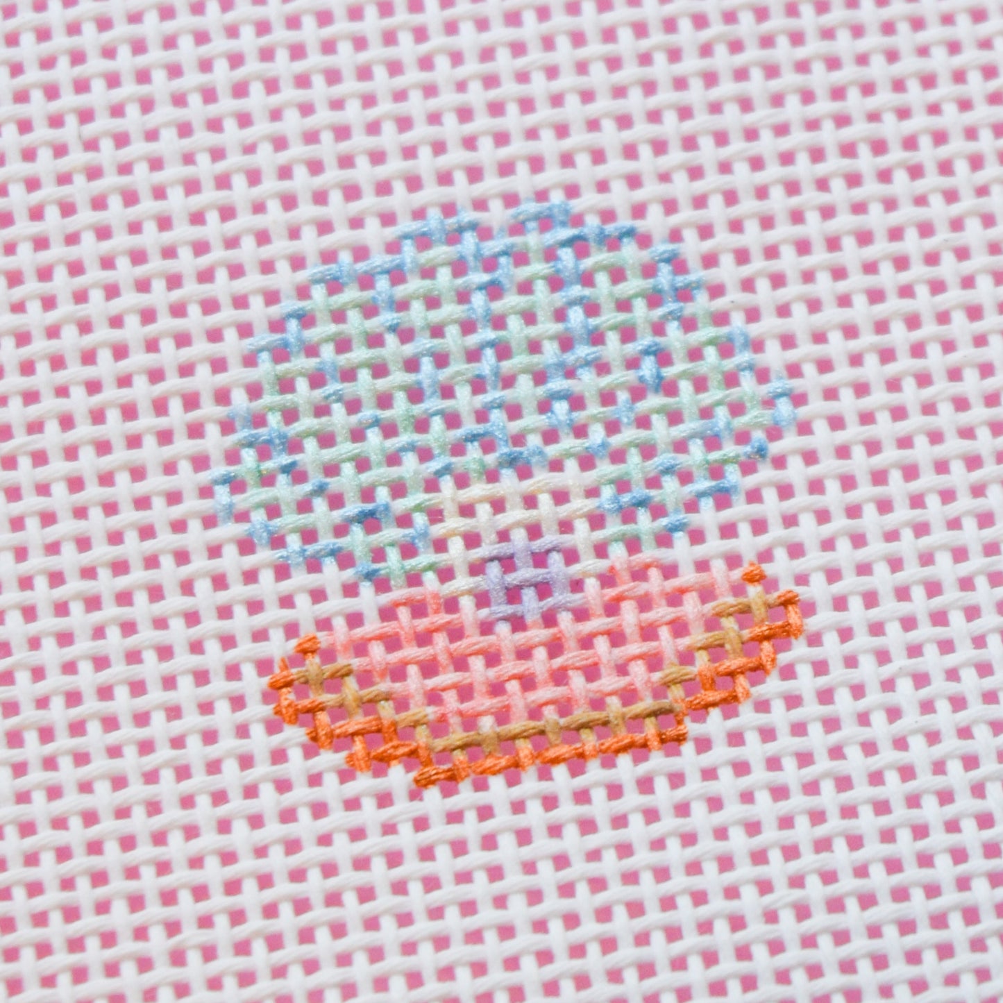 Glitter Oyster Shell with Pearl Hand Painted Needlepoint Canvas