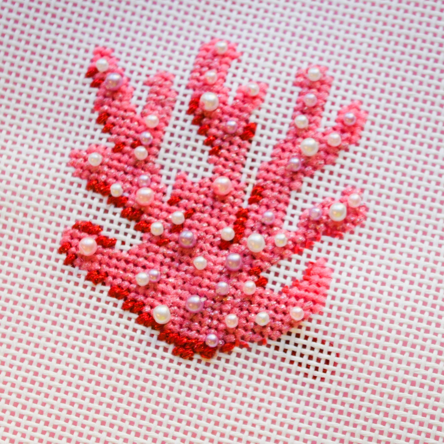 Glitter Coral Hand Painted Needlepoint Canvas