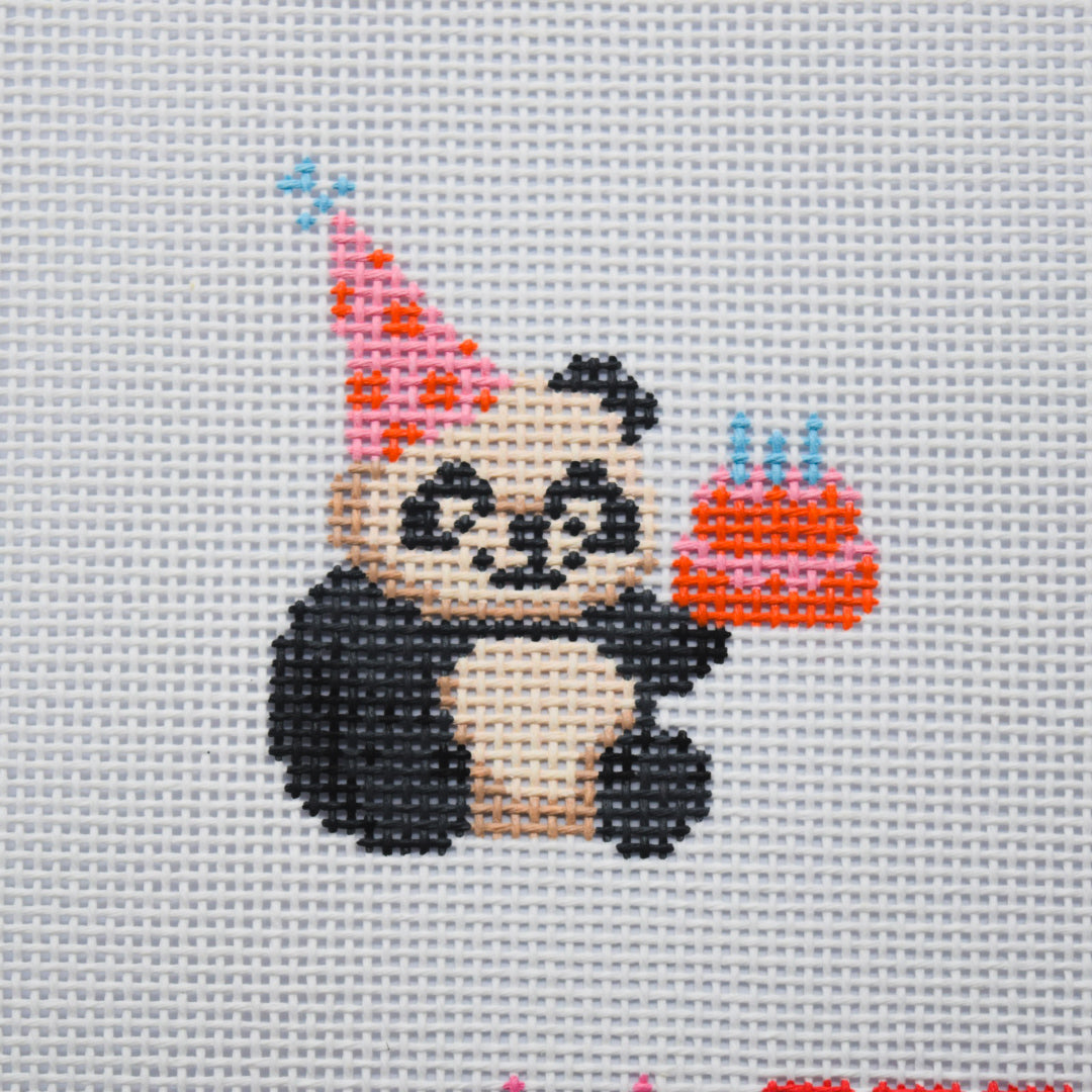 Party Animals - Panda Hand Painted Needlepoint Canvas