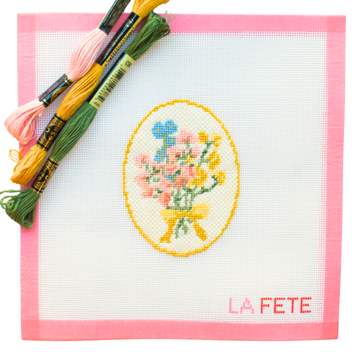 Spring Floral Cameo Needlepoint Canvas
