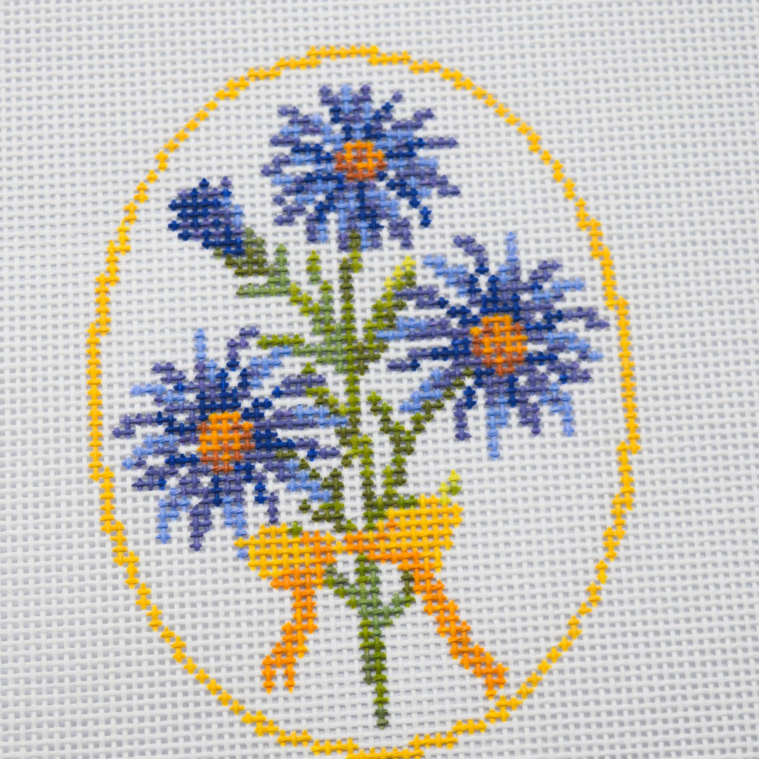 20th Year Anniversary Aster Flower Series Hand Painted Needlepoint Canvas