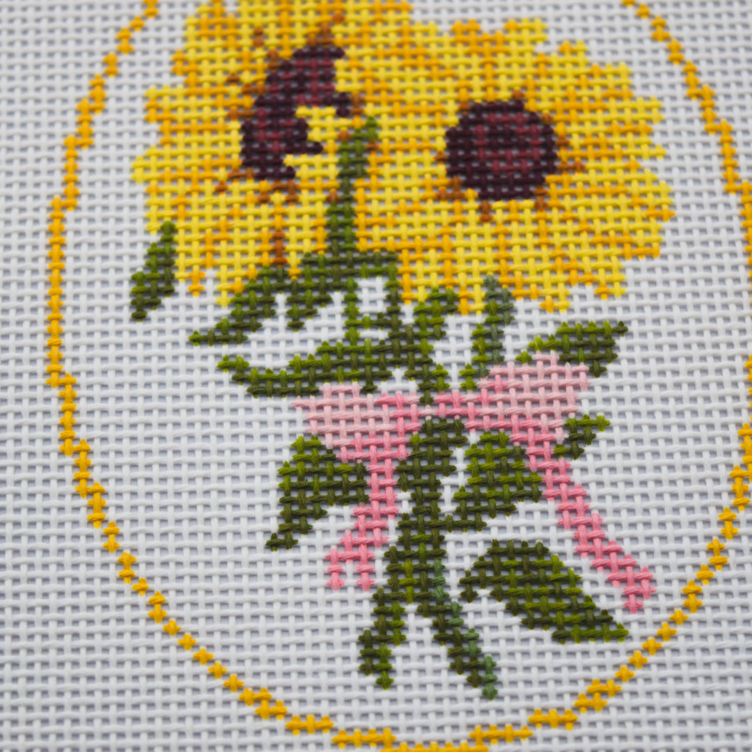 3rd Year Anniversary Sunflower Flower Series Hand Painted Needlepoint Canvas