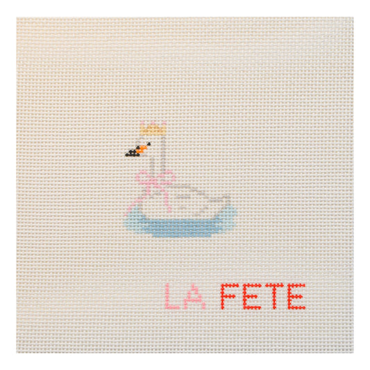 Party Animals - Swan Hand Painted Needlepoint Canvas
