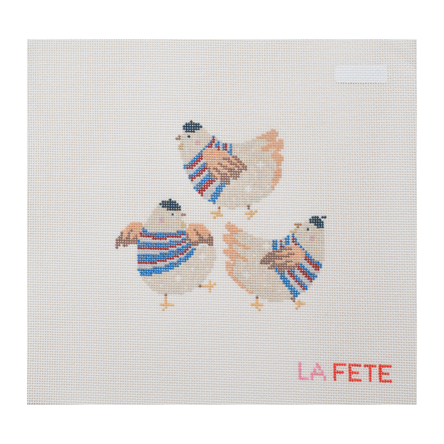 12 Days Of Christmas - Three French Hens Hand Painted Needlepoint Canvas