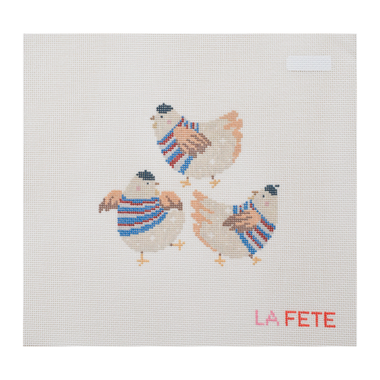 12 Days Of Christmas - Three French Hens Hand Painted Needlepoint Canvas