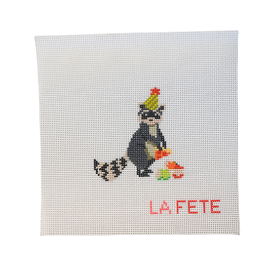 Party Animals - Birthday Bandit Hand Painted Needlepoint Canvas