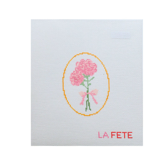 1st Year Anniversary Carnations Flower Series  Hand Painted Needlepoint Canvas