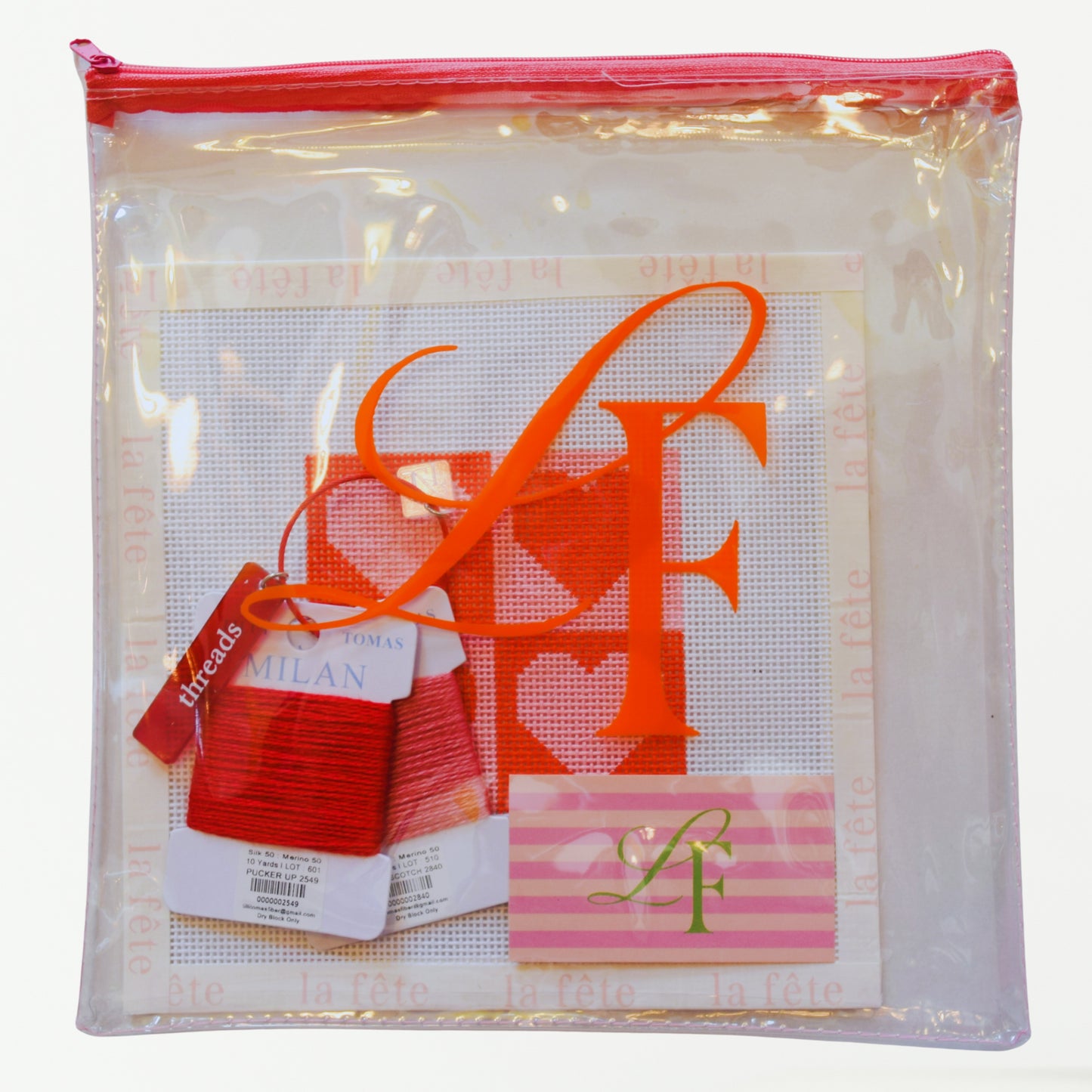 La Fete Starter Kit Hearts Hand Painted Needlepoint Canvas