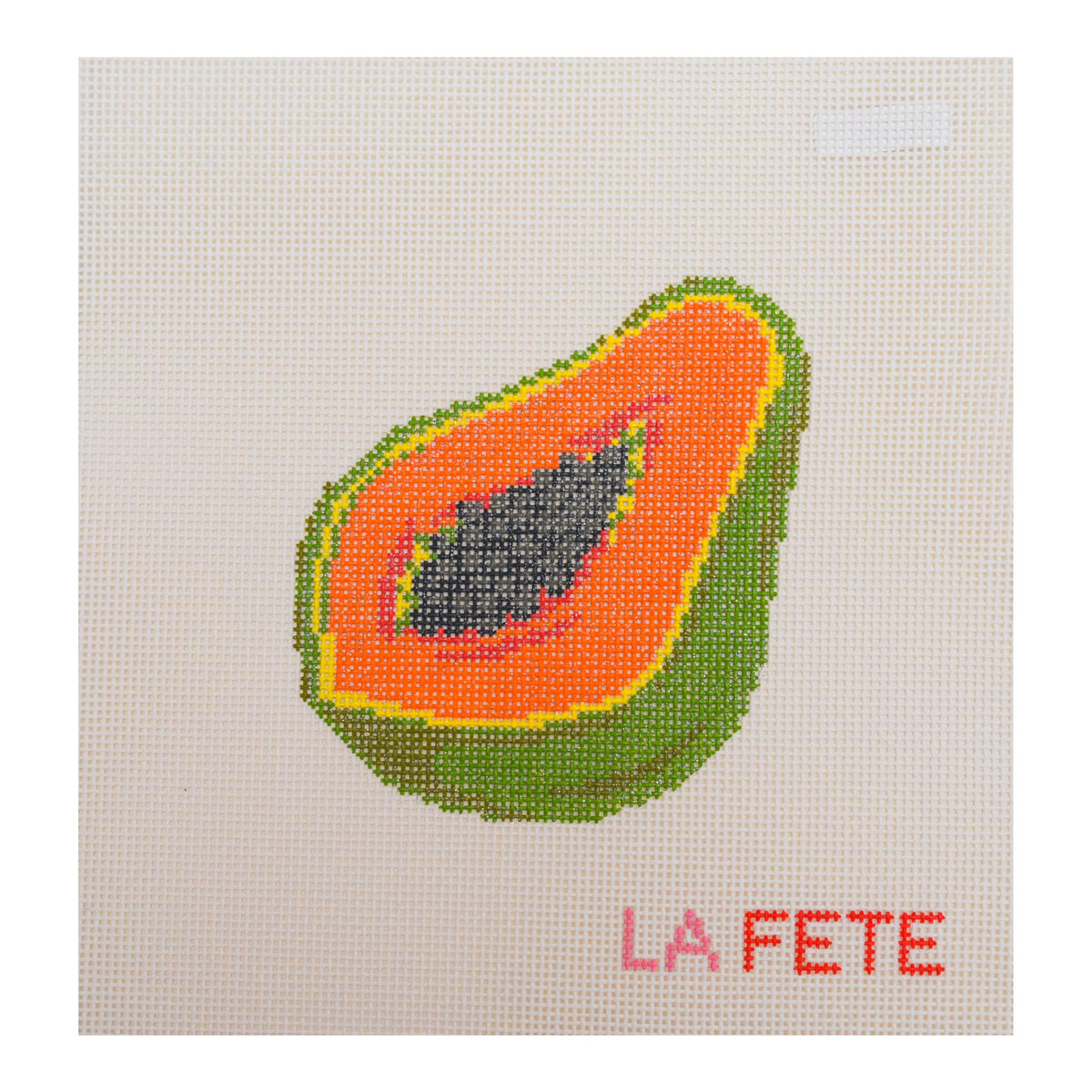 Fruit Gems Papaya Hand Painted Needlepoint Canvas