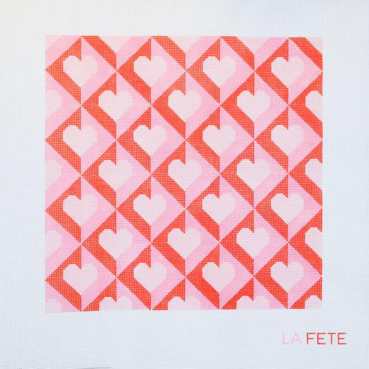 Red Heart Pillow Hand Painted Needlepoint Canvas - Valentine's Day Collection