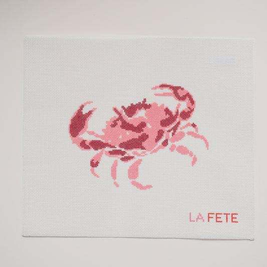 Pink Crab Hand Painted Needlepoint Canvas
