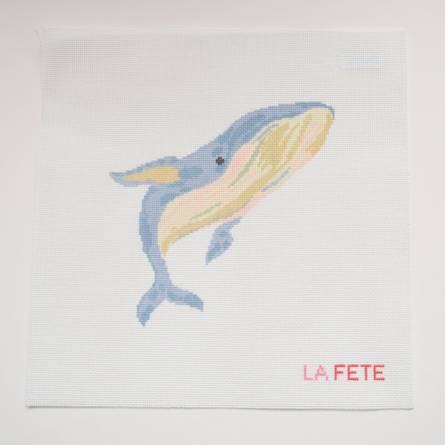 Large Blue Whale Hand Painted Needlepoint Canvas