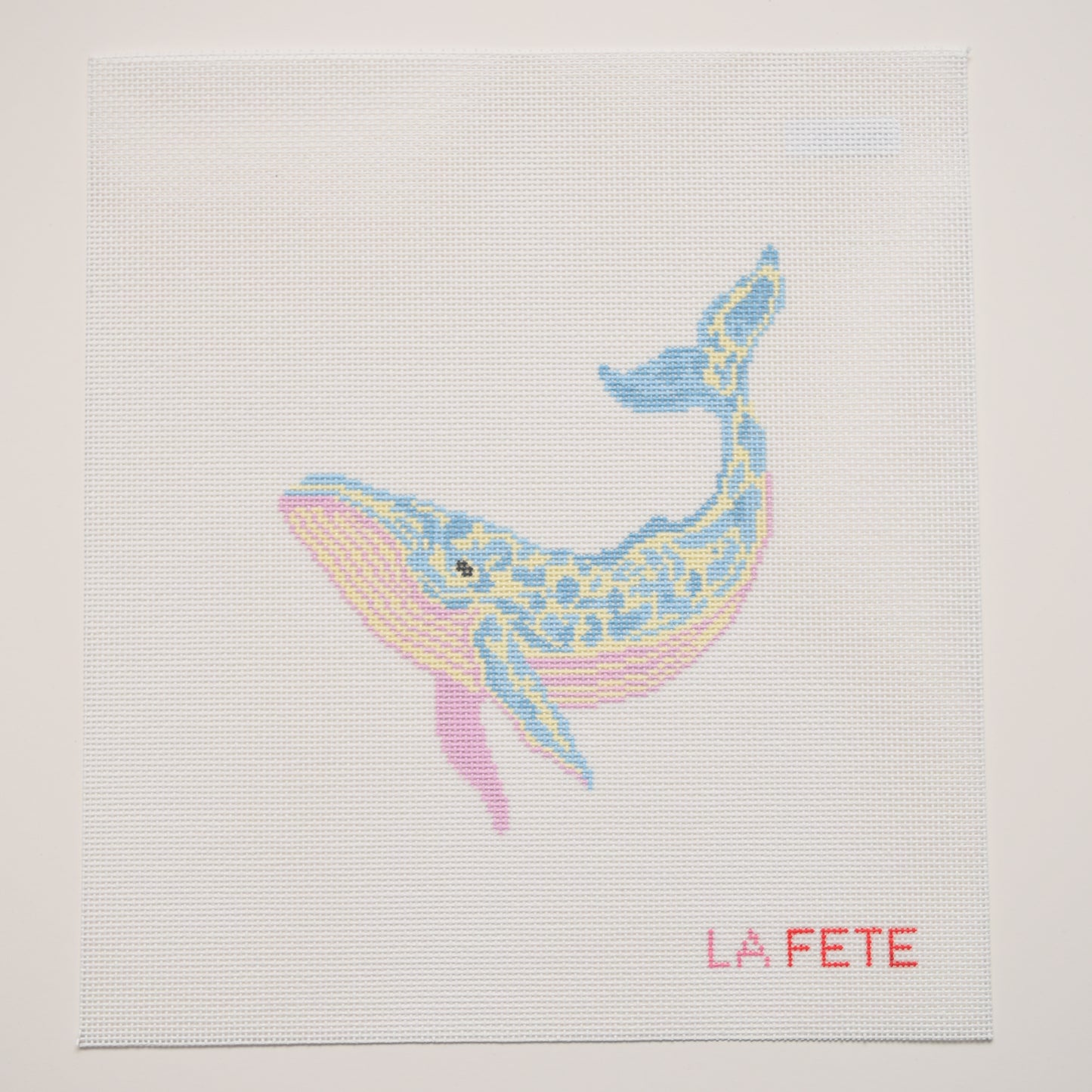 Small Whale Hand Painted Needlepoint Canvas