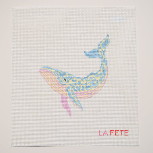 Small Whale Hand Painted Needlepoint Canvas