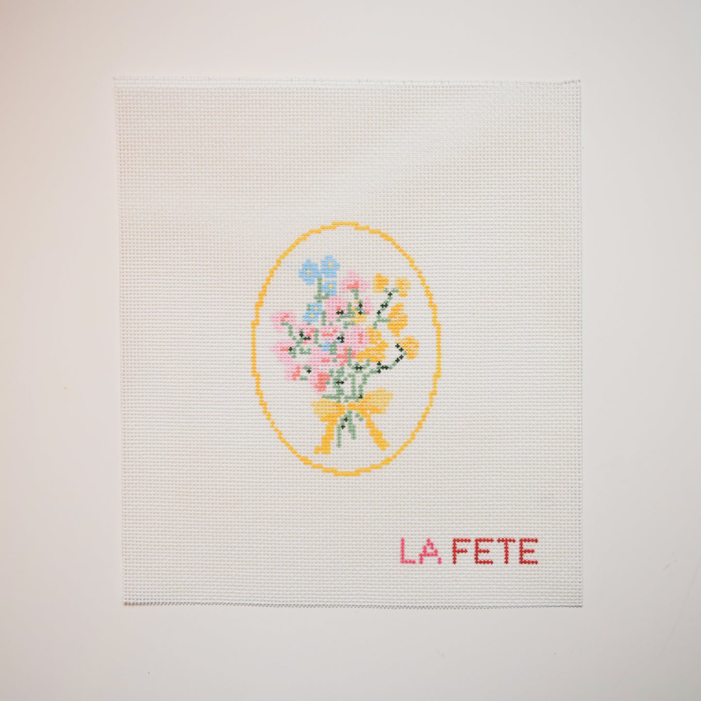 Spring Floral Cameo Hand Painted Needlepoint Canvas