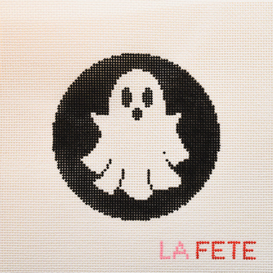 Ghost Halloween Round Hand Painted Needlepoint Canvas