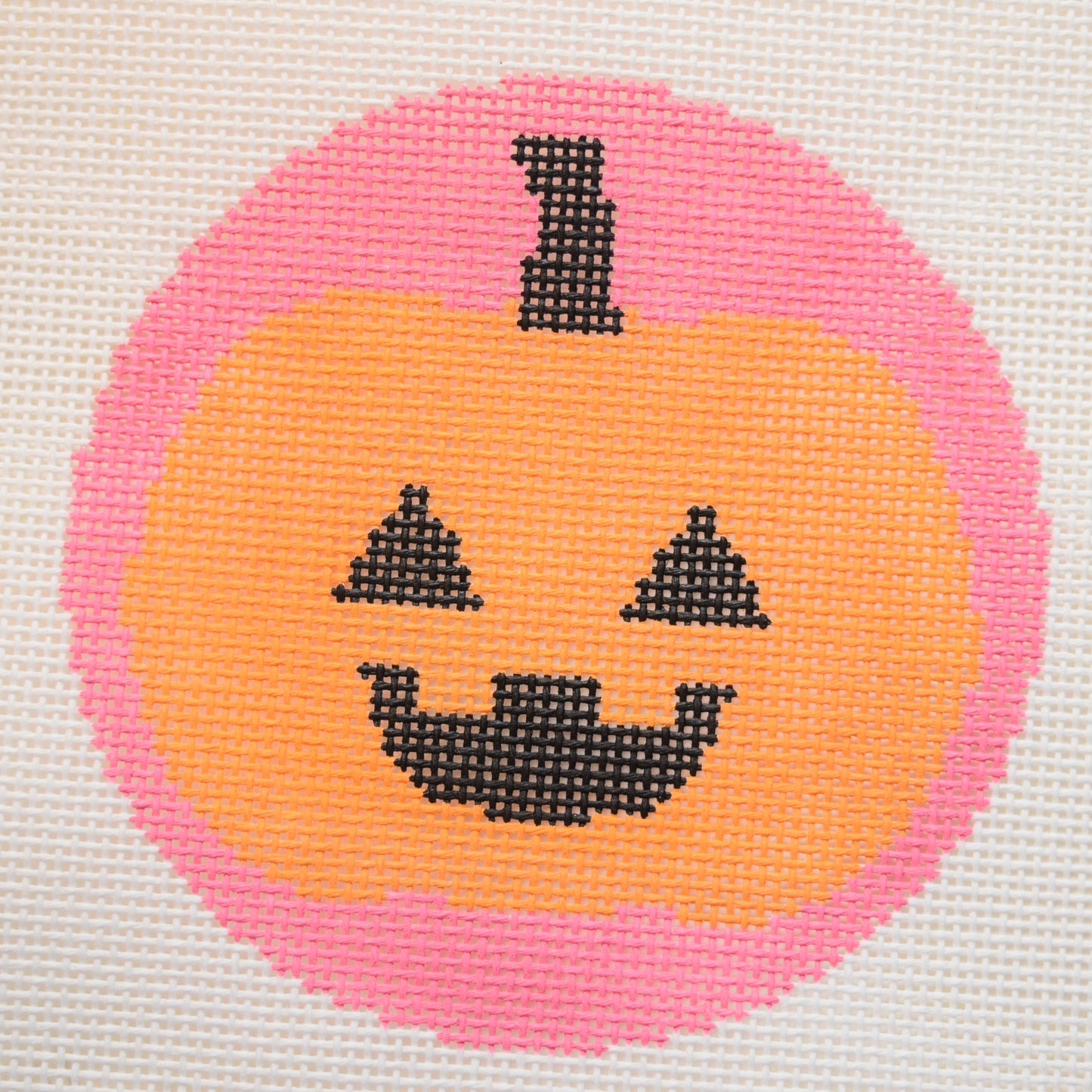 Pumpkin Halloween Round Hand Painted Needlepoint Canvas