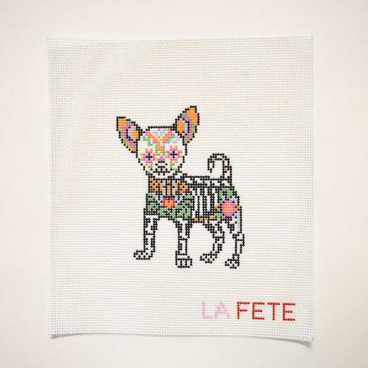 'Día de los Muertos' Chihuahua Hand Painted Needlepoint Canvas