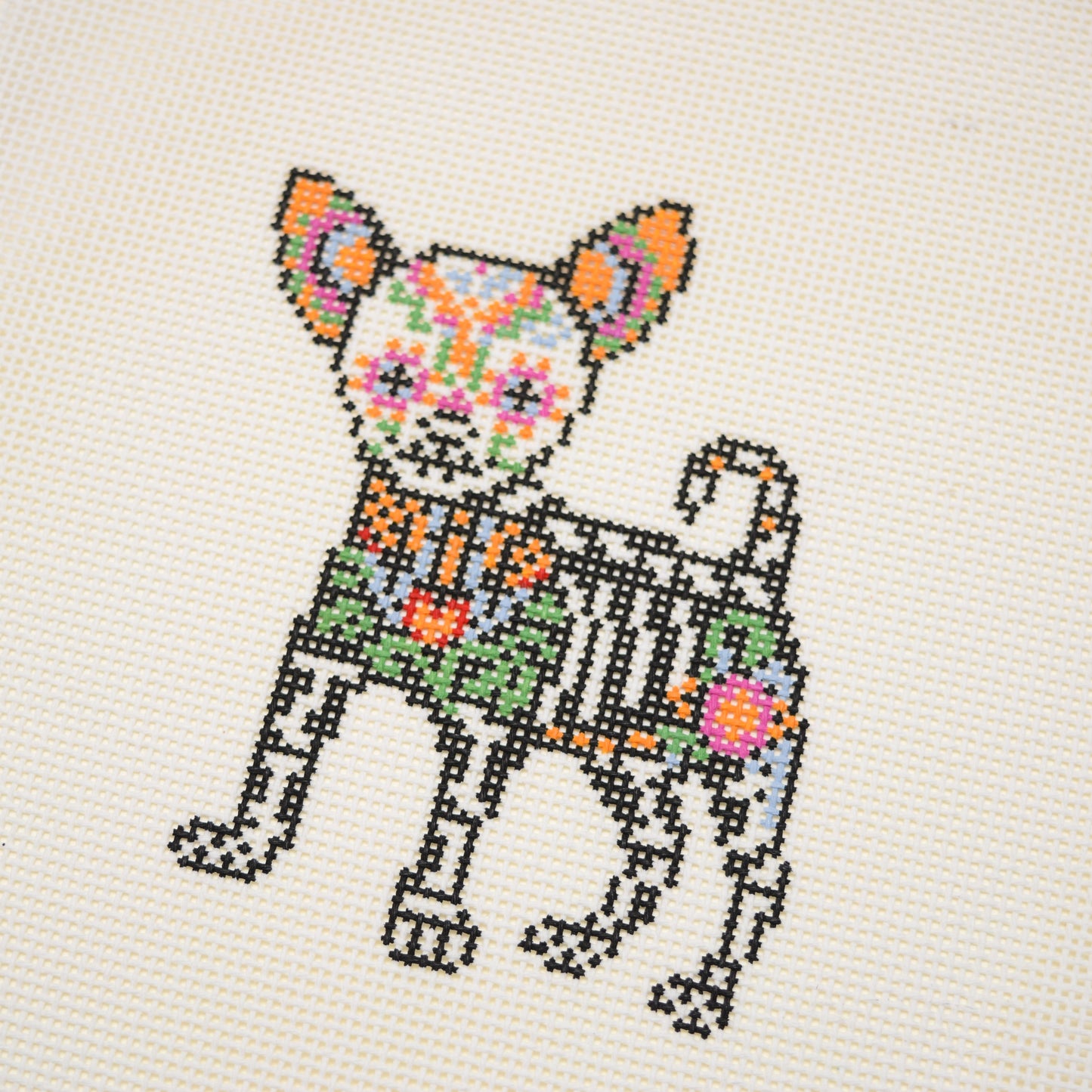 'Día de los Muertos' Chihuahua Hand Painted Needlepoint Canvas