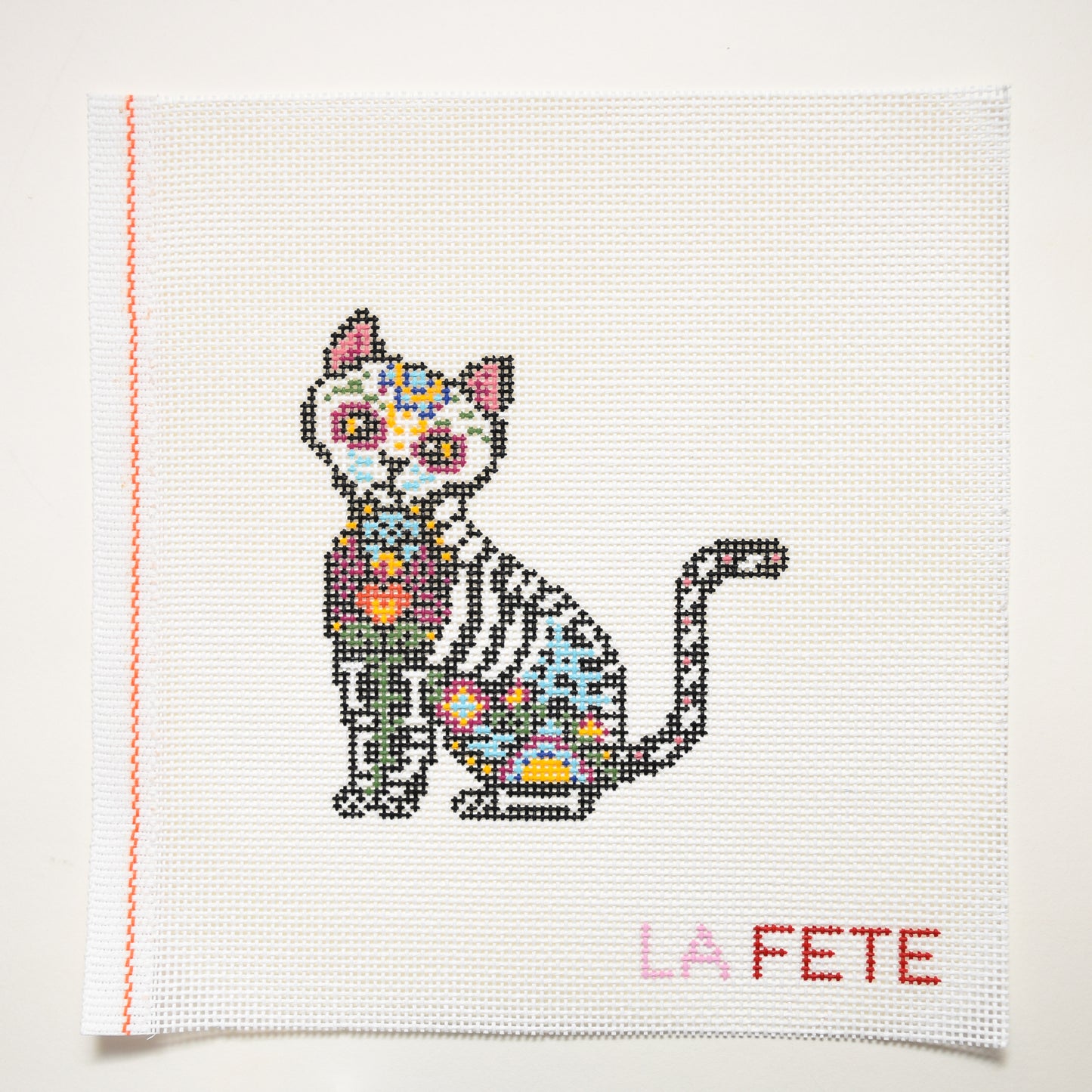 'Día de los Muertos' Cat Hand Painted Needlepoint Canvas