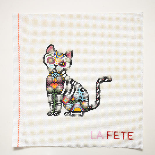 'Día de los Muertos' Cat Hand Painted Needlepoint Canvas