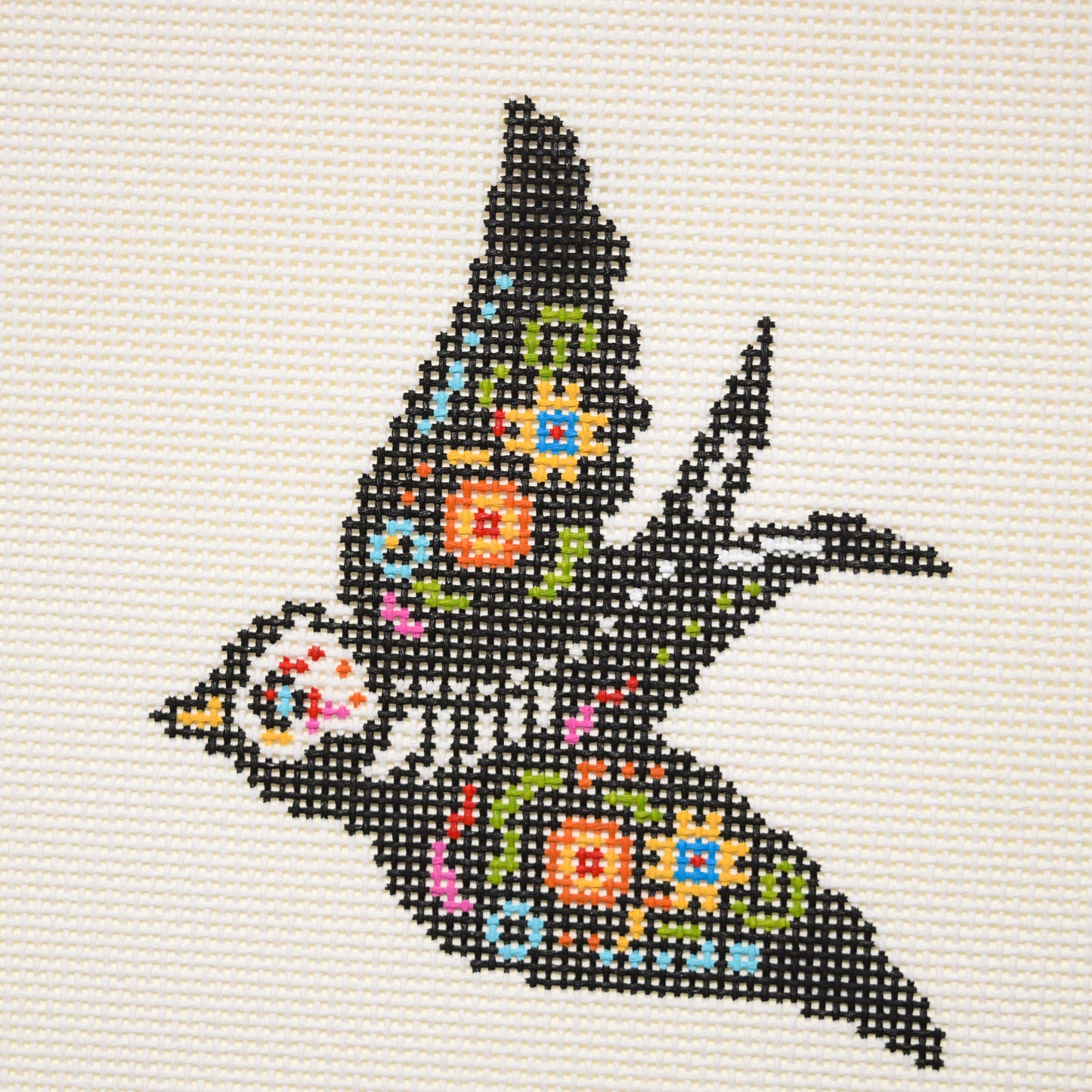 'Día de los Muertos' Bird Hand Painted Needlepoint Canvas