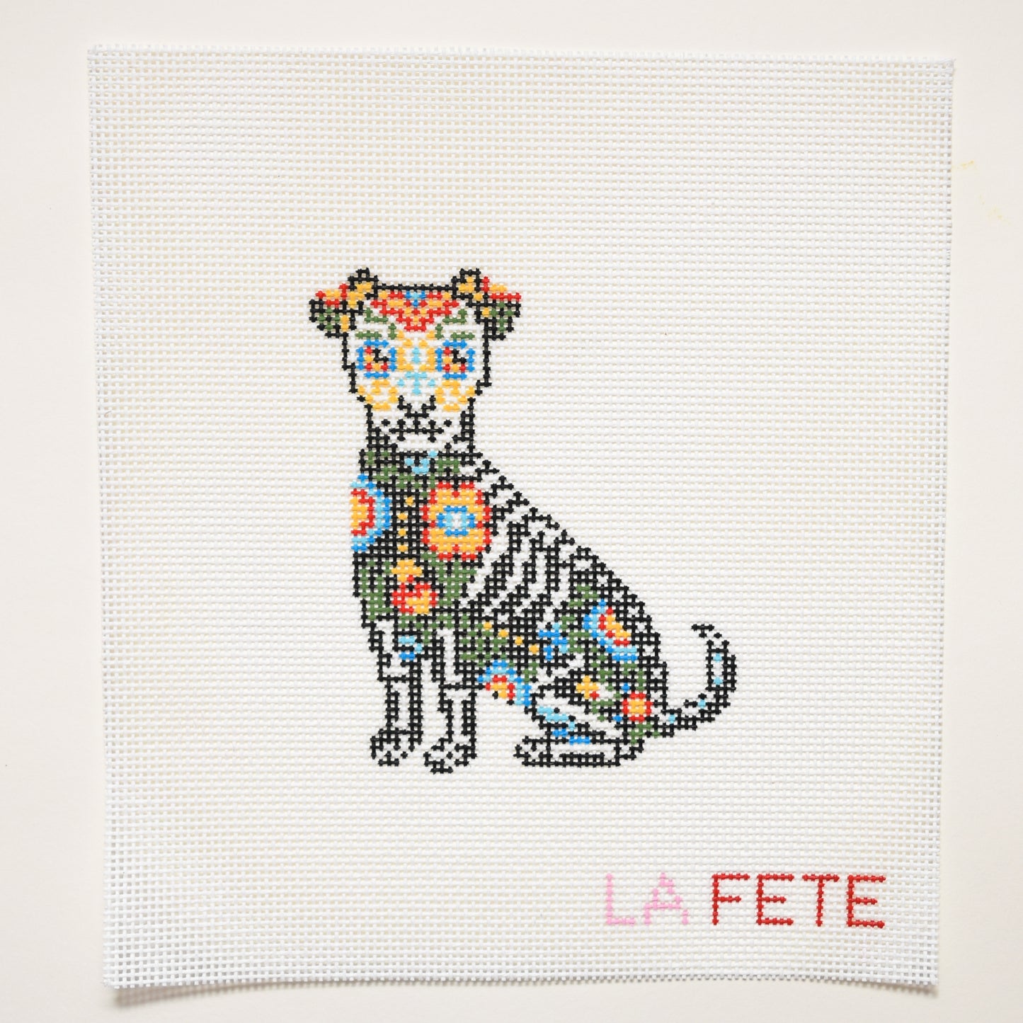 'Día de los Muertos' Dog Hand Painted Needlepoint Canvas