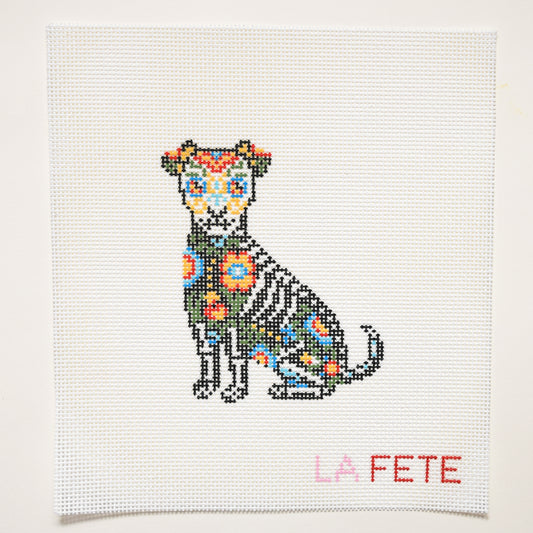 'Día de los Muertos' Dog Hand Painted Needlepoint Canvas