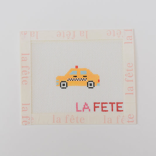 Mini Taxi Hand Painted Needlepoint Canvas