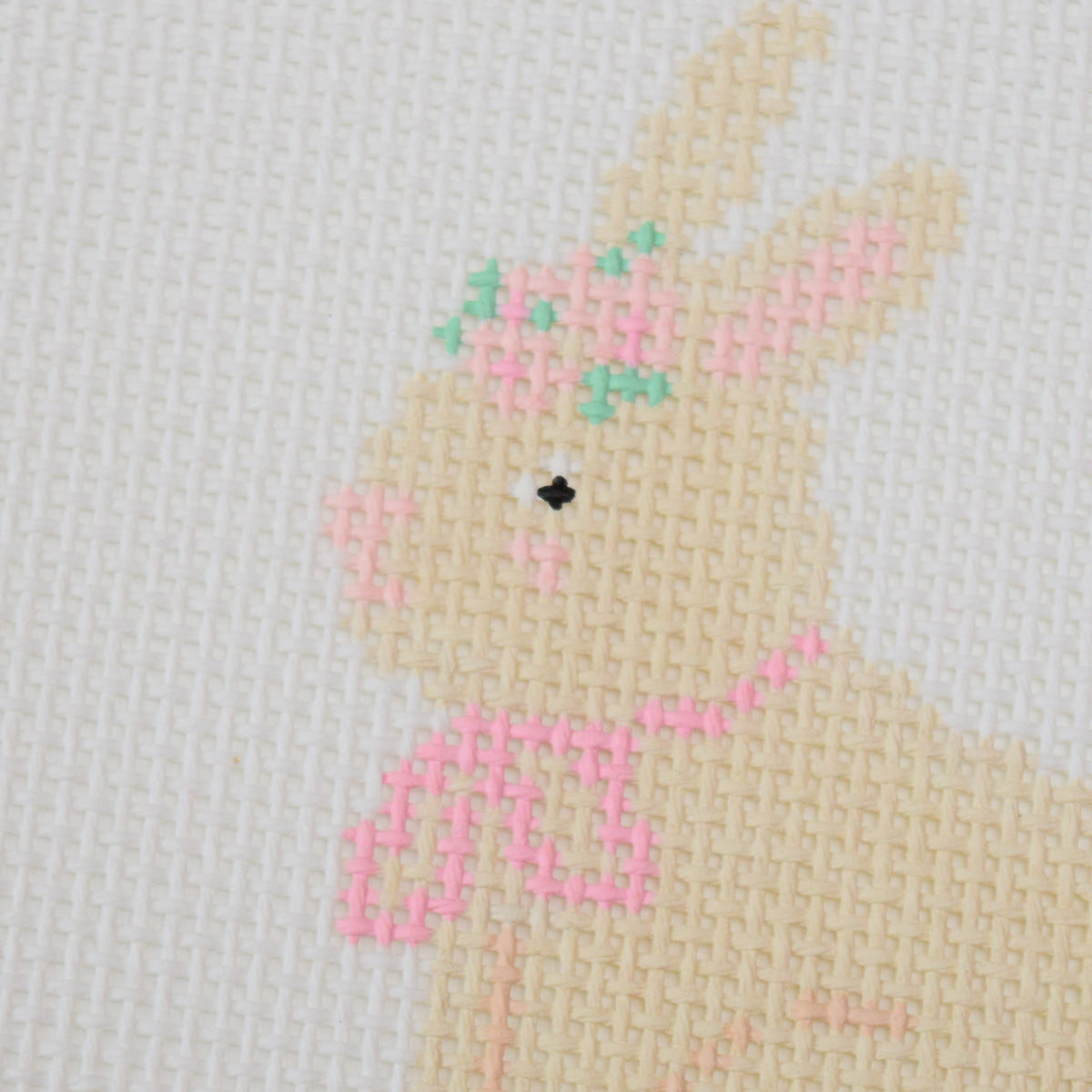 Floral Bunny Hand Painted Needlepoint Canvas