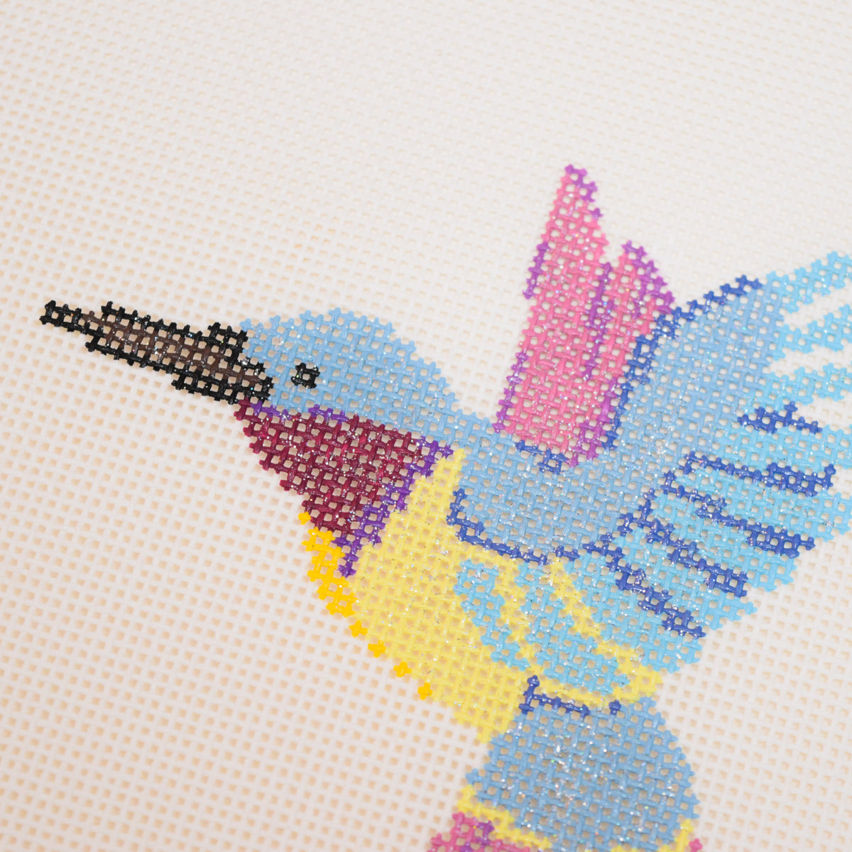 Glitter Hummingbird Hand Painted Needlepoint Canvas