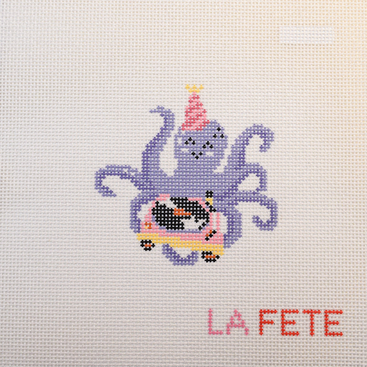 Party Animals - DJ Octopus Hand Painted Needlepoint Canvas
