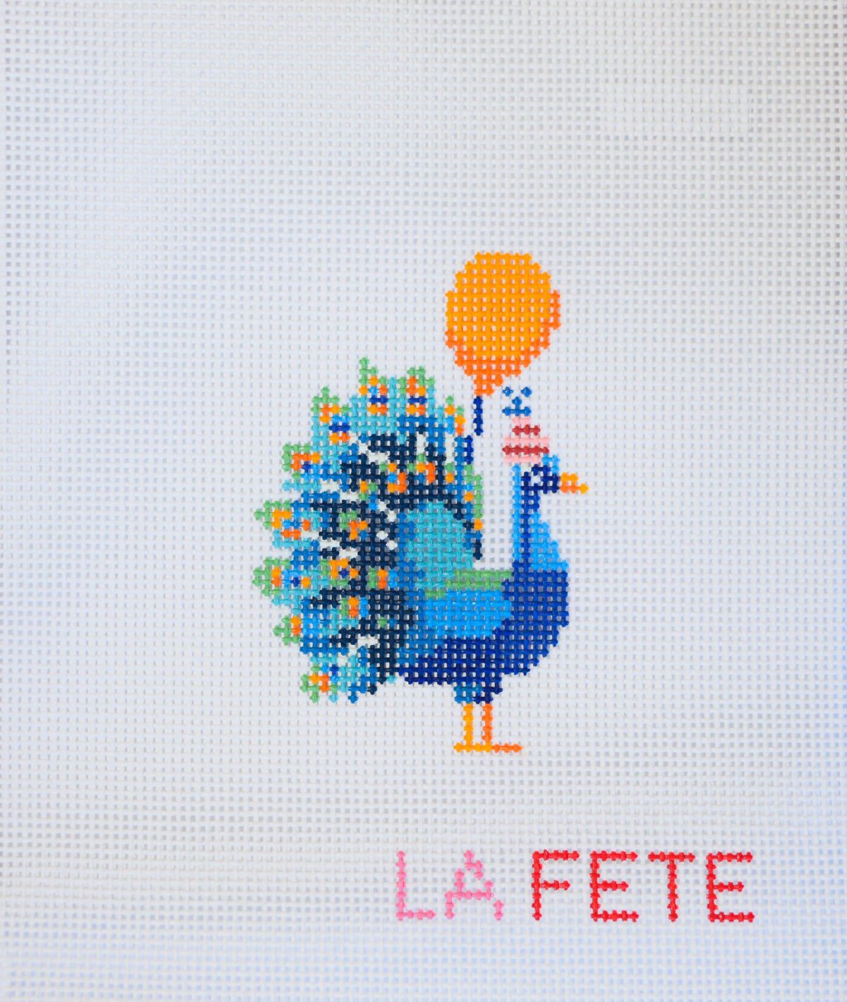 Party Animals - Party Peacock Hand Painted Needlepoint Canvas