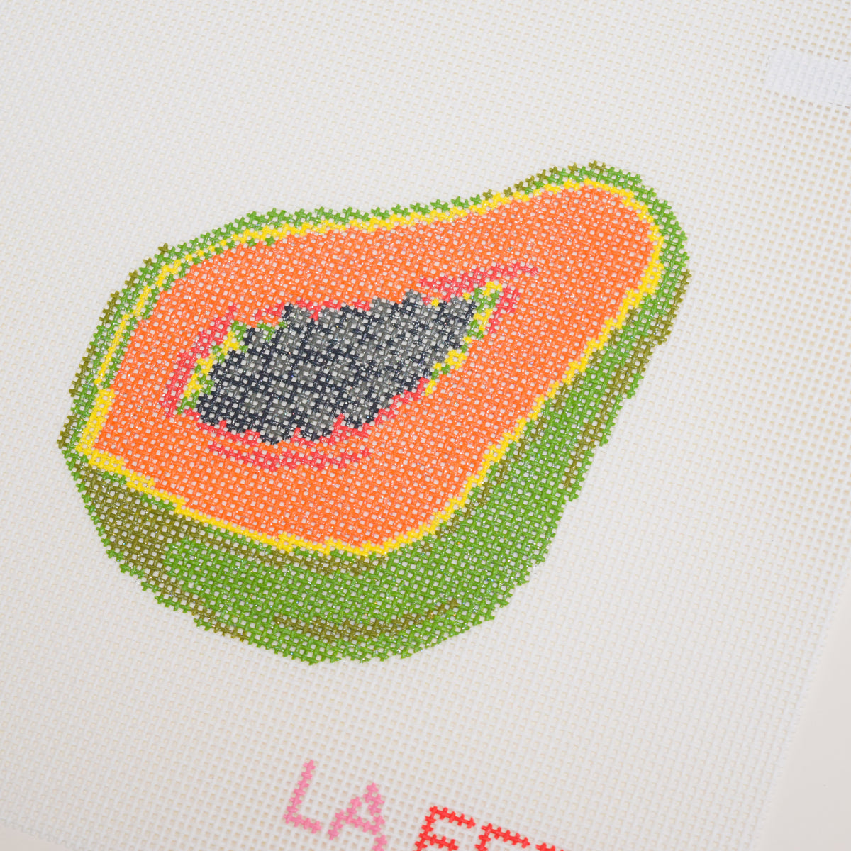 Fruit Gems Papaya Hand Painted Needlepoint Canvas