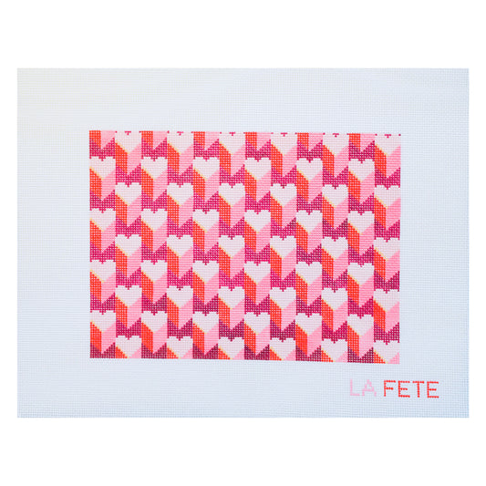 Expanding Hearts Clutch Hand Painted Needlepoint Canvas - Valentine's Day Collection