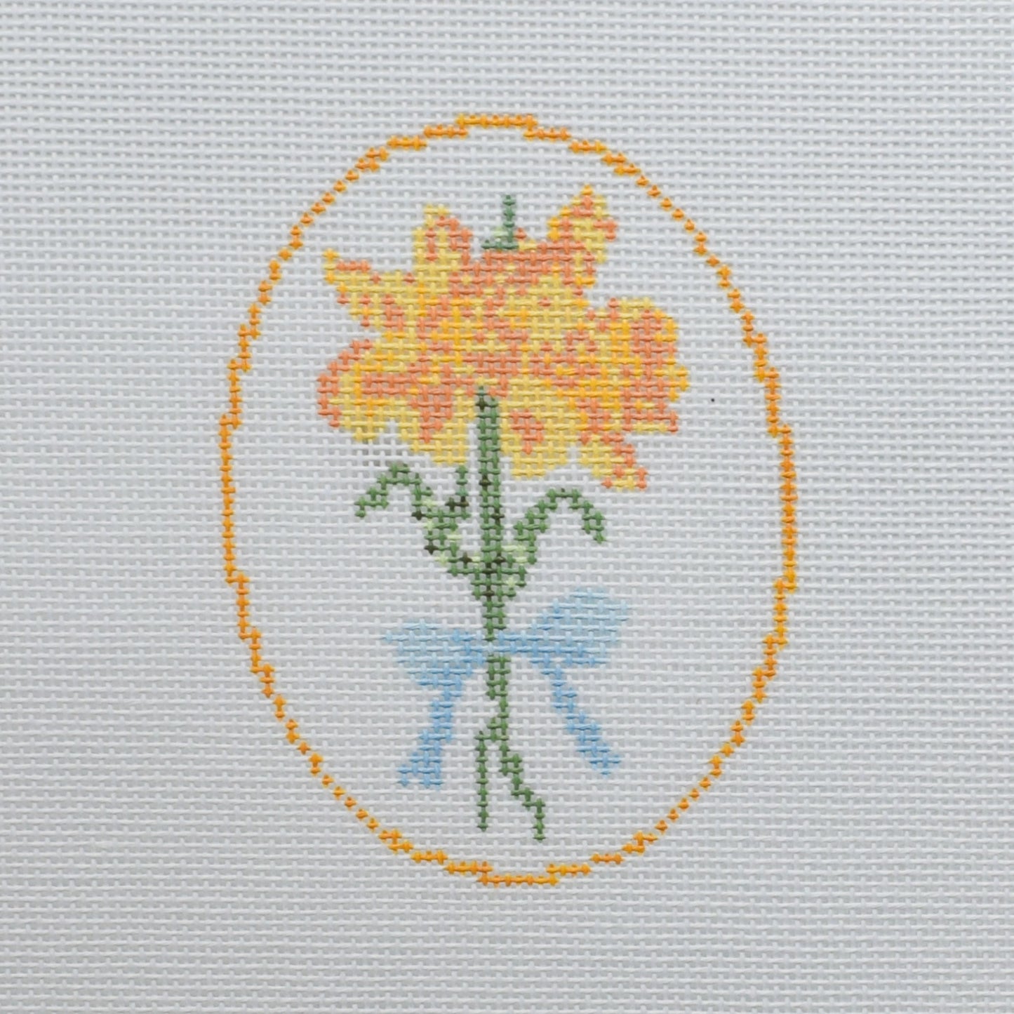 10th Year Anniversary Daffodil Flower Series  Hand Painted Needlepoint Canvas