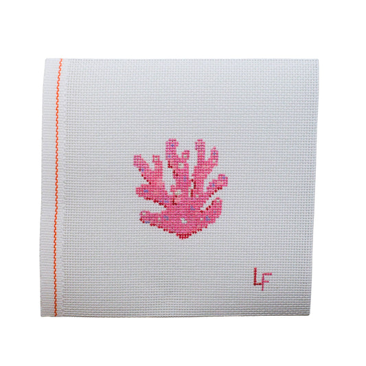 Glitter Coral Hand Painted Needlepoint Canvas